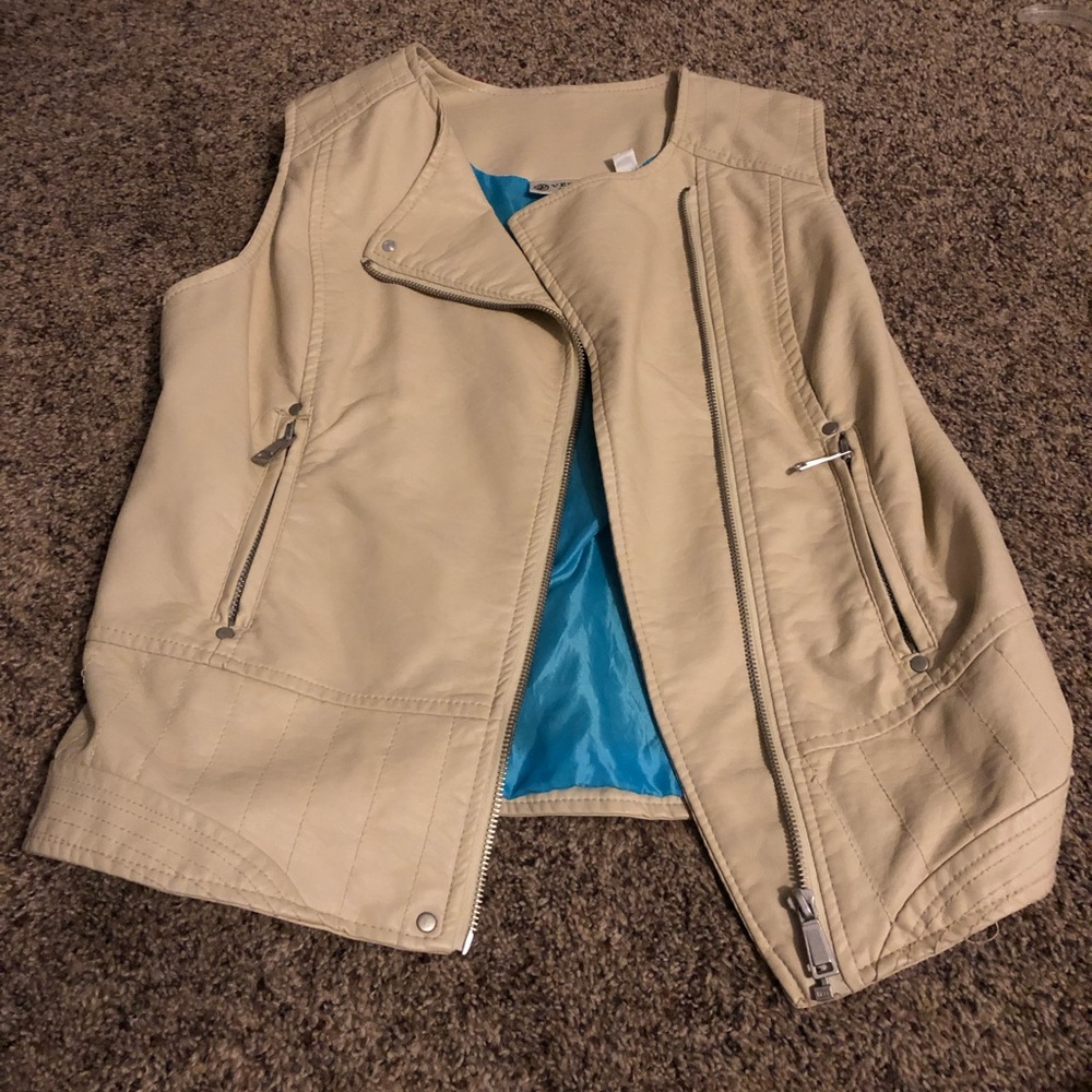 Leather cream vest